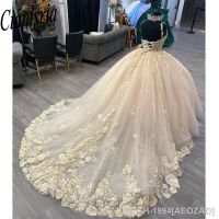 ✠♘♈ AEOZAD Vestido de baile champagne festa Renda Formal 15 anos 2023