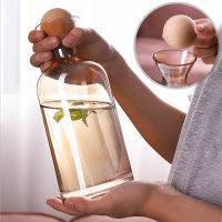 Nordic Glass Carafe Water Pitcher with Wood Lid Kettle Drinking Cup Tea Pot Juice Jug Household Drinkware Clear Water Bottle