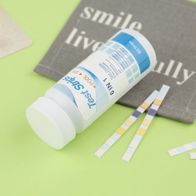 6 In 1 Test Strips Chlorine Dip Hot Tub PH Tester Paper Hot Strips 50 Pool Test Strips Water Swimming Testing Test StripTest Pap Inspection Tools