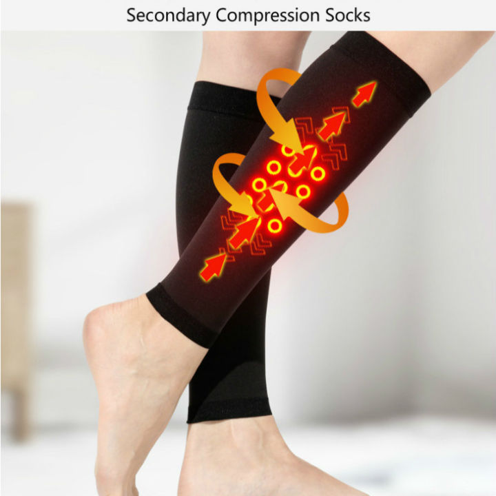 1คู่ทางการแพทย์รองถุงเท้าการบีบอัดยืดหยุ่นขาลูกวัวแขนถุงเท้าเส้นเลือดขอดรักษาถุงน่องความดันขาอุ่น-s-xl