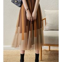 Big Size Womens Elastic Waist Midi Skirts Oversized Pleated Female All Matching Summer Autumn New Skirts