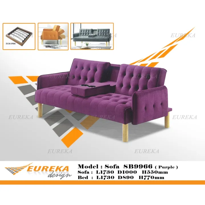 EUREKA 5.5ft Sofa Bed Couch Modern Upholstery Fabric Wood Adjustable