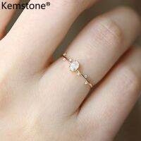 Kemstone Simple สไตล์ซับในสีทอง Little Rhinestone เล็กน้อยแหวนลายกิ่งไม้สำหรับหญิง