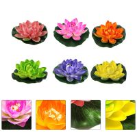 【DT】 hot  6 PCS Artificial Lotus Lifelike Decor Water Lily Pond Decorative Outdoor Flowers Simulated Eva Emulated Lantern Decorative