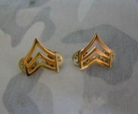 tomwang2012. PAIR WW2 US ARMY SERGEANT FIRST CLASS PINBACK RANK INSIGNIA BADGE golden GIFT