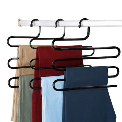 ไม้แขวนกางเกงสแตนเลส แขวนกางเกง 5 ตัว ประหยัดพื้นที่ แขวนผ้าพันคอ เข็มขัด trousers hanger