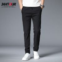 Men Pants Casual Mens Business Classics Elasticity Lace Waist Straight Full Length Fashion Black Khaki Breathing Trousers Male