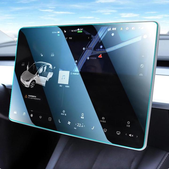 tempered-glass-film-for-model-y-3-4k-hd-car-screen-protector-2-5d-arc-edge-center-console-display-control-navigation-classical