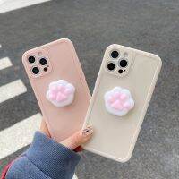 【Great. Cell phone case】3D Soft TPU ยางเคสโทรศัพท์การ์ตูนน่ารัก Anti Stress Cat Paw Glossy Cover สำหรับ iPhone 7 8 Plus 11 13 Pro 12 Mini X XR XS Max