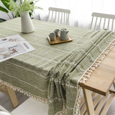 【CW】 Household Cotton Tassel Tablecloth Upholstery Rectangular Cover for Table Dining