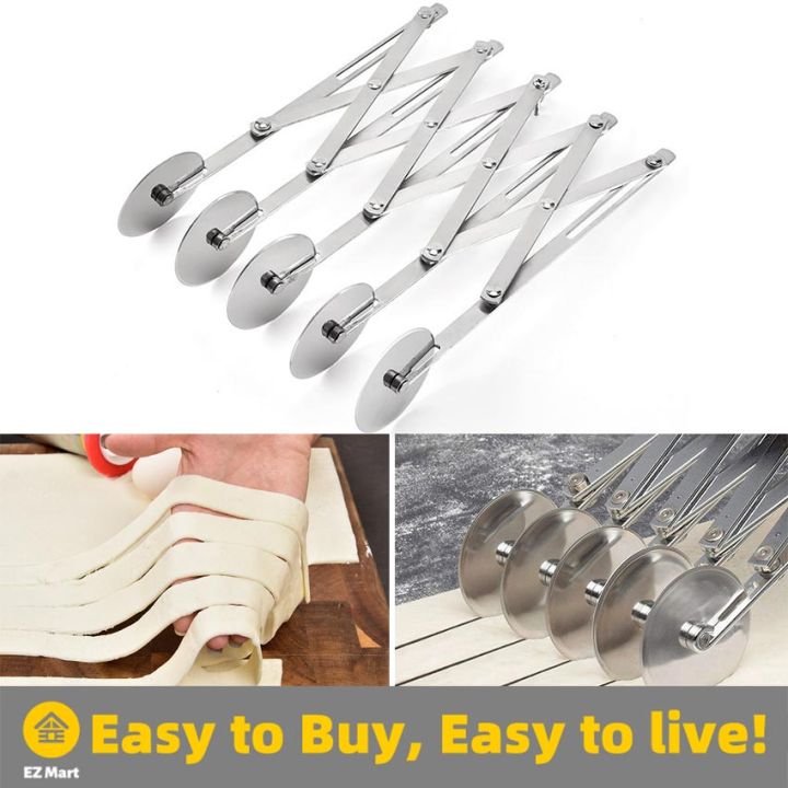 5 Wheels Cutter Dough Divider Side Pasta Knife Flexible Roller