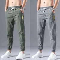 CODai424839 Summer Ice Silk Casual Pants Mens Loose Thin Style Quick-Drying Sports Cool Teenager Students