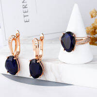 Free Shipping Unusual Glass Jewelry Sets For Girls Earrings For Women Fashion Wedding with Rings Couple Gifts QSY  Trend