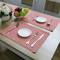 Free Shiping Red Plaid Placemat Dining Table Coaster Cloth Insulation Coffe Tea Cup Pad Kitchen Man Individual For Table