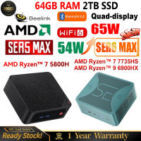 Beelink SER5คอมพิวเตอร์ขนาดเล็ก Max AMD Ryzen 7 5800H SER6สูงสุด7735HS 6900HX หน้าต่างพีซีขนาดเล็ก11 64GB DDR4แรม SSD เกมคอมพิวเตอร์เดสก์ท็อป BT5.2 WiFi6