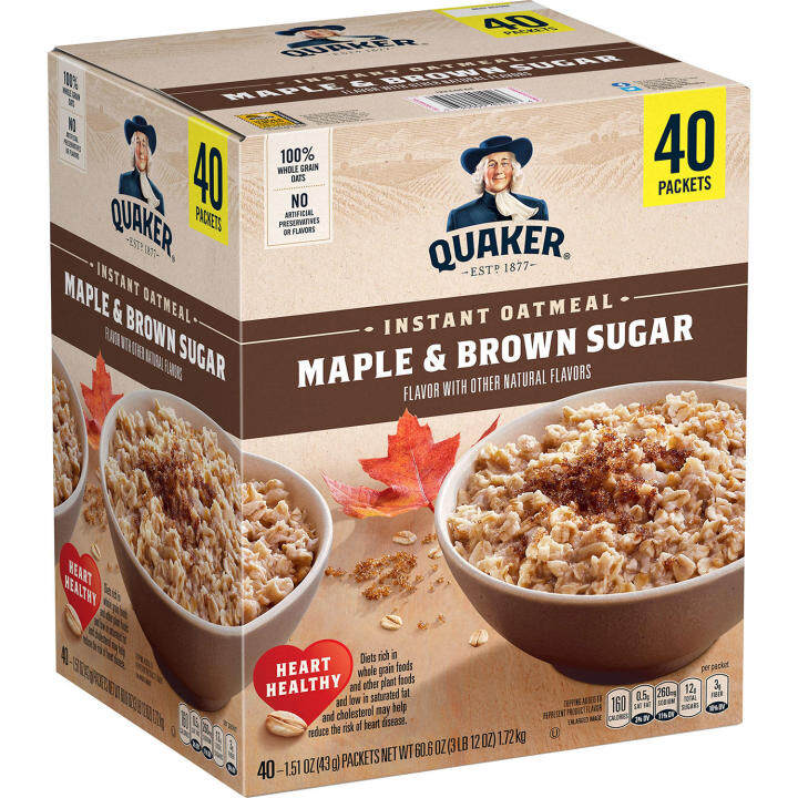 Quaker Instant Oatmeal Maple & Brown Sugar 40 Ct (1.72kg) 