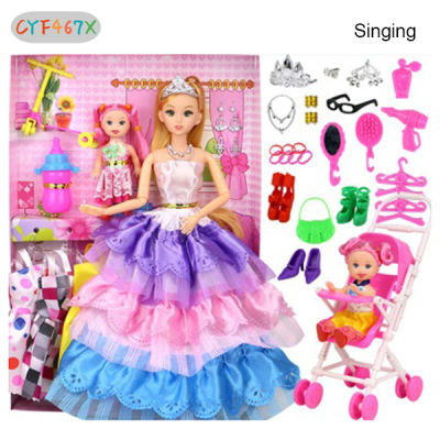 ชุดตุ๊กตา Barbie CYF 58ชิ้นพร้อม6ชุดและชุดเดรสตุ๊กตาเด็ก1ชิ้นชุดของเล่นแบบเจ้าหญิงเพลย์เฮาส์เปลี่ยนได้สำหรับเด็กเล็กเด็กผู้หญิงใหม่