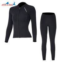 Menyelam ชุดดำน้ำ2มม. พรีเมี่ยม Pria Wanita Celana Membagi Jet Neoprene Paian Renang Hitam Tetap Hangm Menyelam ชุดเล่นเซิร์ฟ