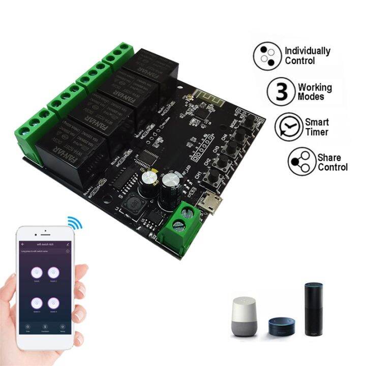 4ch-tuya-switch-wifi-switch-module-wireless-relay-smart-life-app-remote-control-smart-timer-for-smart-home-for-alexa