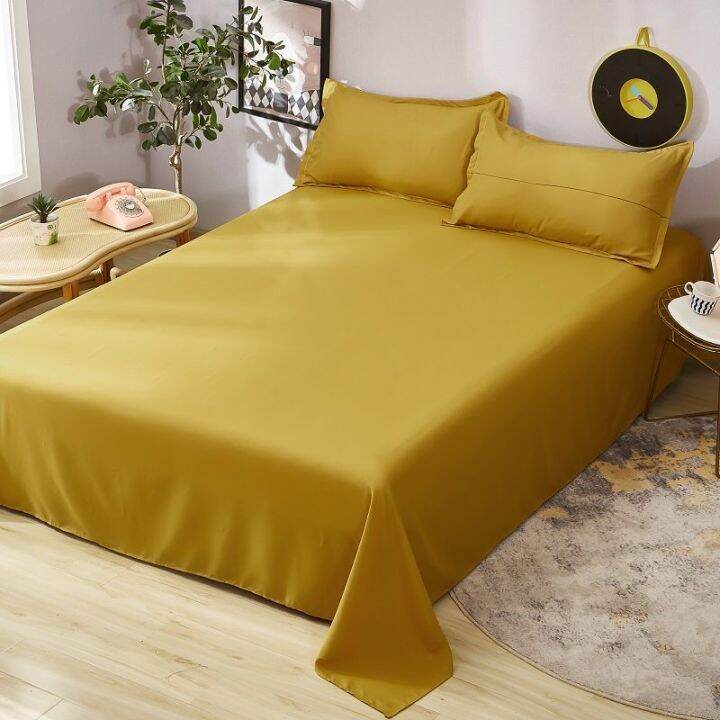 ผ้าปูที่นอนเรียบ-sprei-bed-cover-สีพื้นสำหรับล้างในบ้านสำหรับเดี่ยว-คู่-ควีน-เตียงราชา