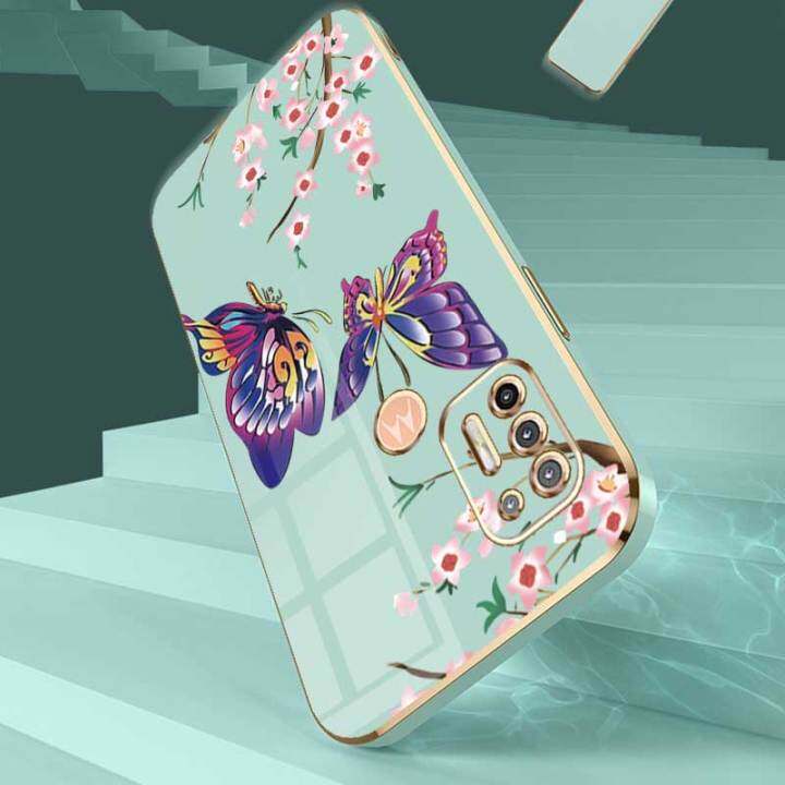 เคสสำหรับ-moto-g-9-plus-moto-g-สไตลัส-2021-moto-g-9-moto-g-เพาเวอร์8-moto-g-8-play-moto-g-8-power-moto-g-8-power-lite-moto-g-9-play-ผีเสื้อสวยงามหรูหราพร้อมกล้องดอกไม้เคสป้องกันโทรศัพท์ขอบชุบซิลิโคนนิ