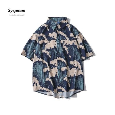 เสื้อยืดผ้าฝ้ายสำหรับผู้หญิง Sycpman เสื้อเชิ้ตแขนสั้นสำหรับผู้ชายทรงหลวมลำลองพิมพ์ลายสร้างสรรค์เสื้อผ้าแฟชั่นลำลอง