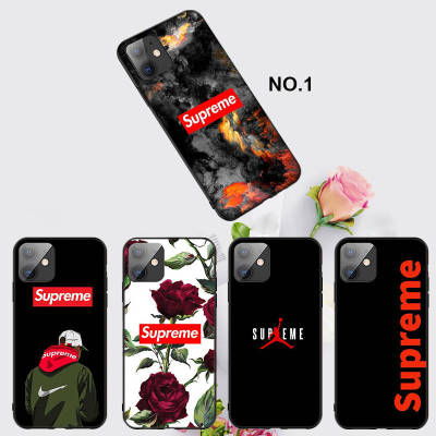 Casing หรับ iPhone 14 13 11 Pro Max 11 Mini 8+ 8 Plus EL107 supreme Logo Pattern Phone เคสโทรศัพท์ อ่อนนุ่ม TPU Shockproof Black ปก