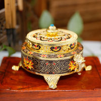 Luxury Carved Incense Plate Antique Hollow Sandalwood Burner Stick Censer Household Yoga Studios Enamel Lotus Incense Holder