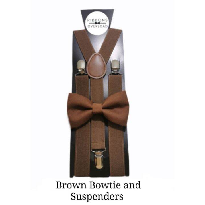Brown bowtie and suspenders Lazada PH
