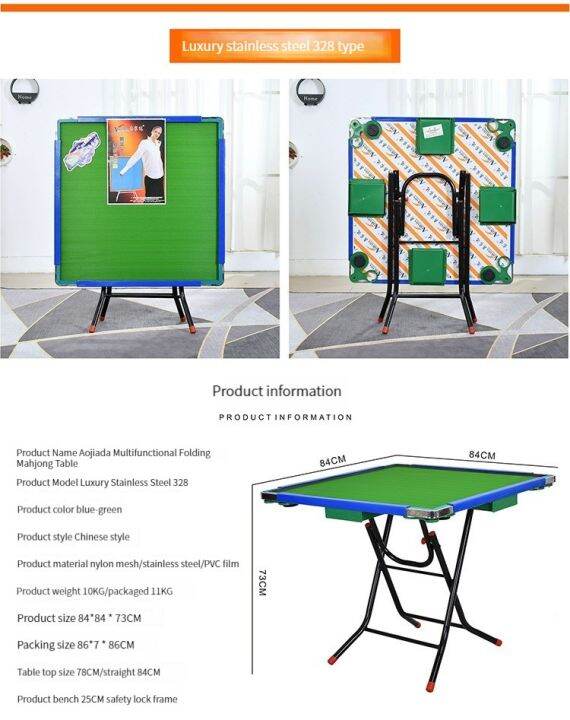 35" Folding Mahjong Table, Portable Square Poker Table With Wear-Resistant Desktop, 4 Cup Holders And 4 Chip Grooves, Multifunction Card Table For Table Games, Domino Game, Camping