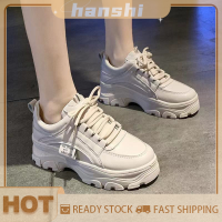 hanshi [2023 new HOT FASHION] lazlook รองเท้ากีฬากลางแจ้งสำหรับผู้หญิงเพิ่มความหนาพื้นรองเท้ากีฬาสีขาว