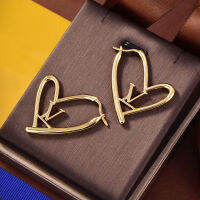 Luxury Jewelry 1:1 LOGO Heart Shape Letter V Earrings Women Top Quality Original Fashion Hot Sale Brand Anniversary Trend Gifts