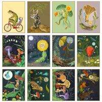 Sumanssa Enchanting Moonlit Sky Canvas Art - Frog On Bicycle With Nature Elements สำหรับตกแต่งบ้าน