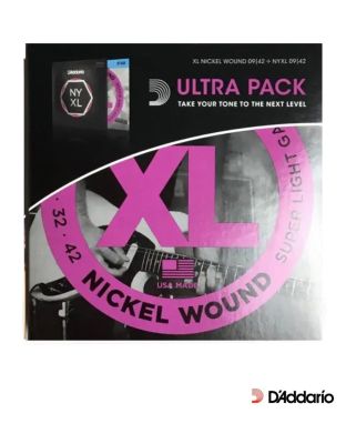 DAddario Ultra Pack ชุดสายกีตาร์สุดคุ้ม NYXL0942 + EXL120 สายกีตาร์ไฟฟ้า เบอร์ 9 แบบนิกเกิล ของแท้ 100% (Super Light, 9-42) ** Made in USA **