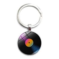 【VV】 Disc Glass Car Pendant Male and Female Keychain Jewelry