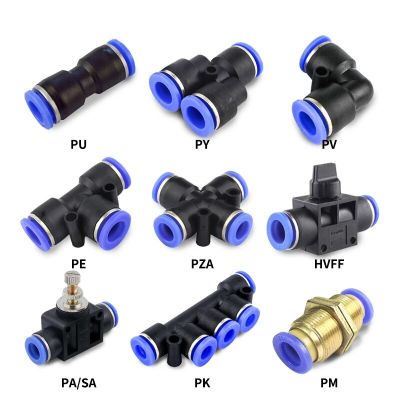 Pneumatic Fitting Pipe Air Connector Tube Quick Release Fittings Water Push In Hose Plastic 4/6/8/10/12/14mm PU PY Connectors Pipe Fittings Accessorie