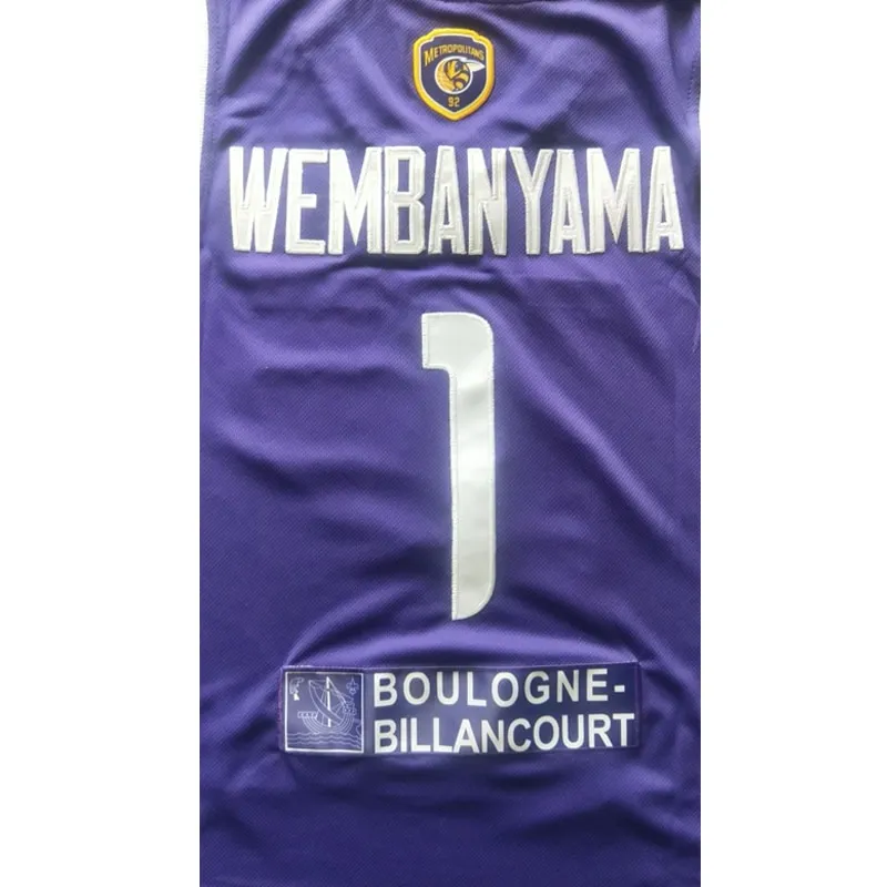 Basketball Jerseys Metropolitans 92 1 WEMBANYAMA Sewing Embroidery Outdoor  sports jersey Qurple White Blue 2023 New High Quality