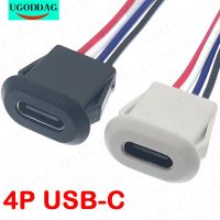 【YF】 2Pin 4Pin USB Type C Connector Jack Female With card buckle 3A High Current Charging Port USB-C Charger Plug Socket 2P 4P