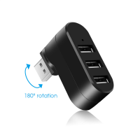 การหมุน Mini USB 2.0 HUB 3-Port Hub แล็ปท็อป USB 2.0 Expansion Splitter