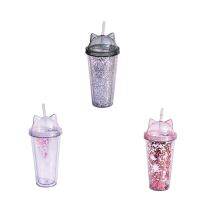 Women Straw Cup Replacement Kids Sequins Water Bottle Mug Drinkware