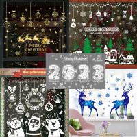 【cw】 MerryDecoration forElk SnowmanWindow Stickers 2023 New Year Xmas Decoration Wall Stickers Showcase Decor 【hot】