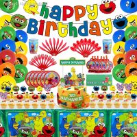 Sesame Street Party Decoration Elmo Theme Disposable Tableware Cup Plate Tablecloth Baby Shower For Kids Birthday Party Supplies