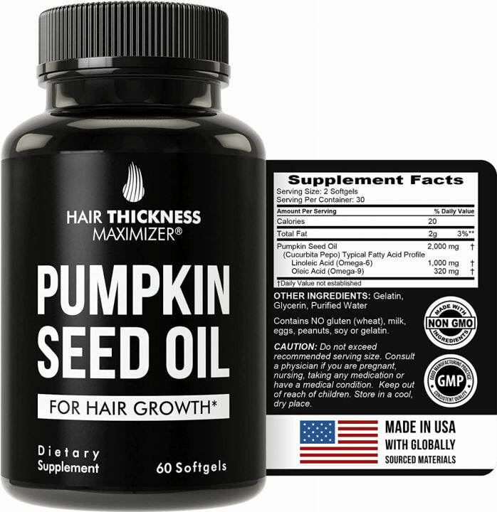 Hair Thickness Maximizer Pumpkin Seed Oil Softgels for Hair Growth. for