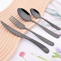 16Pcs Black Dinnerware Set Vintage Knife Fork Coffee Spoon Cutlery Set High Quality Stainless Steel Flatware Kitchen Tableware