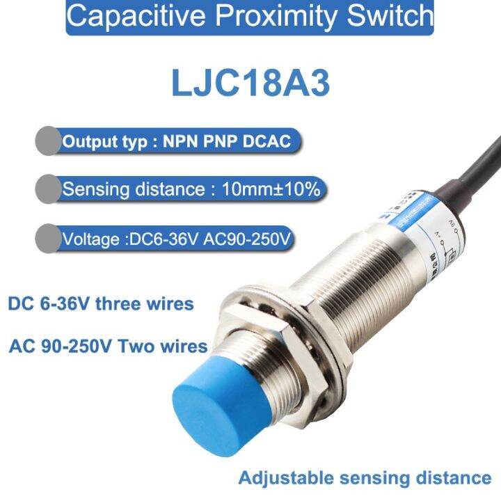 ljc18a3-dc-6-36v-สามสาย-npnp-ไม่มีเอ็นซีเซ็นเซอร์สวิตช์วัดระยะแบบสัมผัสระยะทางตรวจจับ10มม