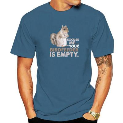 Squirrel Excuse Me Your Birdfeeder Is Empty T-Shirt Top T-Shirts Classic Preppy Style Cotton Men Tops Shirt Simple Style