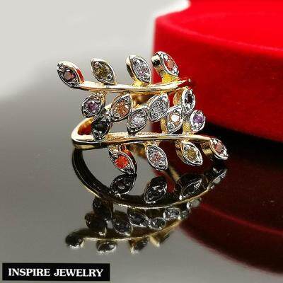 Inspire Jewelry ,แหวนช่อมะกอก นพเก้า พรเก้าประการ นำโชค ตัวเรือน หุ้มทองแท้ 24K สวยหรู  พร้อมกล่องกำมะหยี่