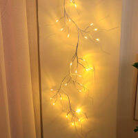 Lighted Birch Garland พร้อมไฟ LED 48ดวง,6ft คริสต์มาส Lighted แบตเตอรี่ดำเนินการ Twig Vine Fairy Lights สำหรับ Xmas Decor