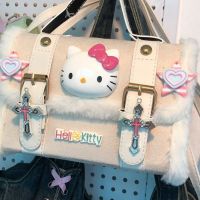 กระเป๋าสำหรับผู้หญิง Sanrio น่ารัก Hello กระเป๋าลายแมวตุ๊กตาสาวสีชมพูกระเป๋าถือและกระเป๋าเงินกระเป๋าเอกสารแบบถือ