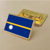 Nauru flag pin 2.5*1.5cm zinc die-cast PVC colour coated gold rectangular medallion badge without added resin